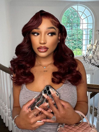 Julia Hair Affordable Brownish Red Human Hair 13x5x1 T Part Lace Body Wave Wigs 13x4 Colored Transparent Lace Front Wigs